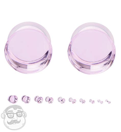 Pink Glass Single Flare Plugs 8 Gauge 1 2