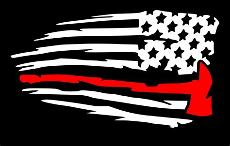Mirrored Thin Red Line Firefighter Axe Flag Decal Ur Impressions Llc