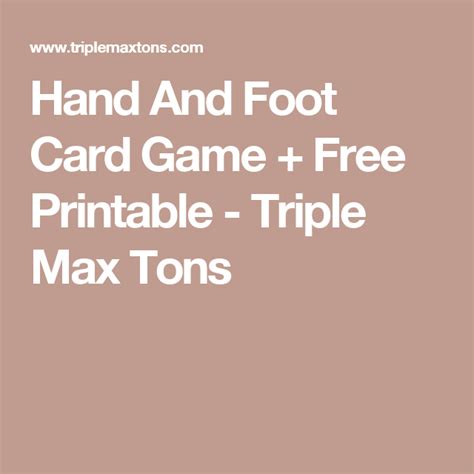 Hand And Foot Game Rules Printable