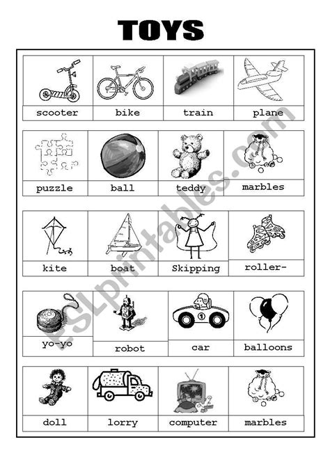 Toyspicture Dictionary Esl Worksheet By Poleta