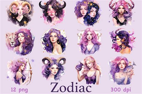 Zodiac Girls Clipart Astrological Signs By Glamartzhanna Thehungryjpeg