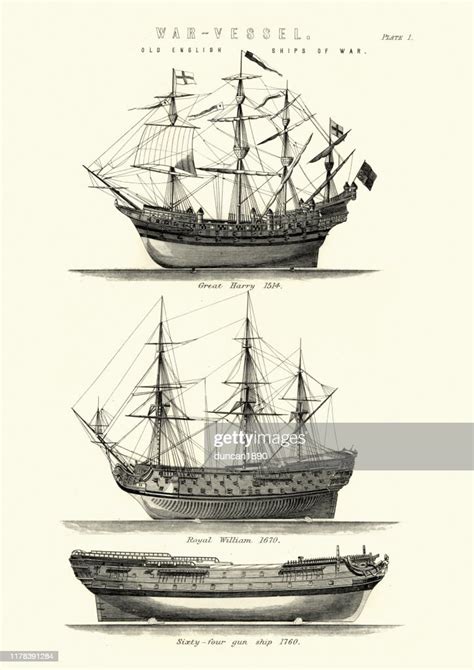 English Royal Navy Warships 16th 17th 18th Century High Res Vector