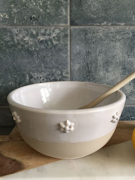 White Pottery Mixing Bowl White Ceramic Stoneware Kitchen Mixing Bowl