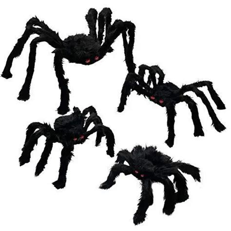 4 pack halloween spiders giant fake scary hairy spider for halloween 39 25 picclick