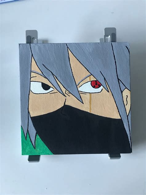 Acrylic Painting Of Kakashi Hatake From Naruto 20x20cm Canvas Board