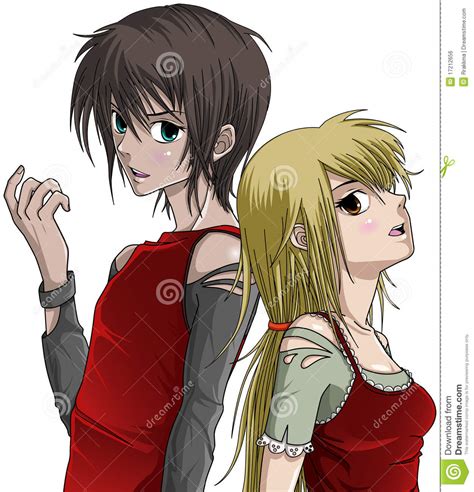 Cute Boy And Girl Anime Style Royalty Free Stock Image