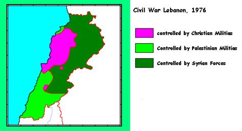 Lebanon Civil War Map 1976
