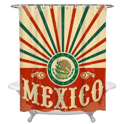 Mexico Vintage Decor Shower Curtain Decorative Waterproof Polyester