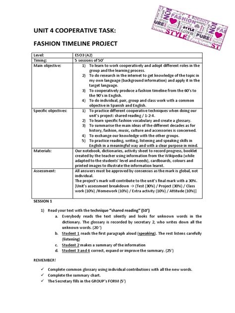 Fashion Timeline Lesson Plan Pdf Educational Assessment Cognitive