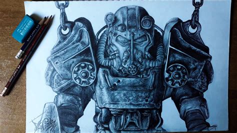 Just Finished This Drawing Of A Fallout 4 Power Armor For My Friends
