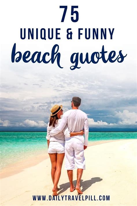 Two People Standing On The Beach With Text Overlay That Reads 75 Unique
