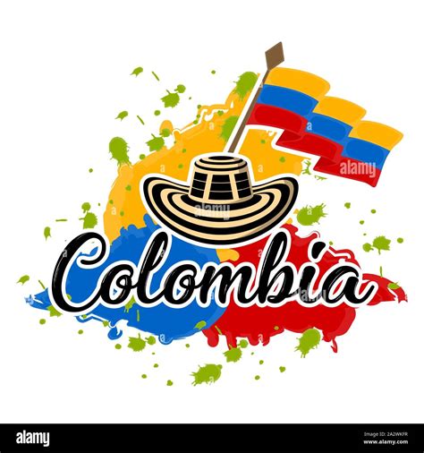 Flag Of Colombia And Sombrero Vueltiao Representative Image Of