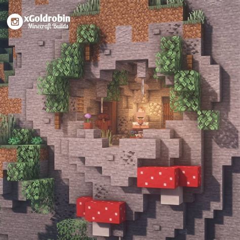Triangular house in a mountain! Goldrobin - Minecraft Builder on Instagram: "Cave house in ...