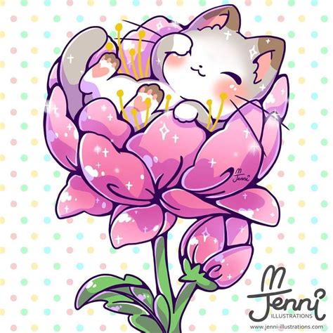 Kitty In A Flower 💖🐱🌸 Kitty Flower Minicat Chibi