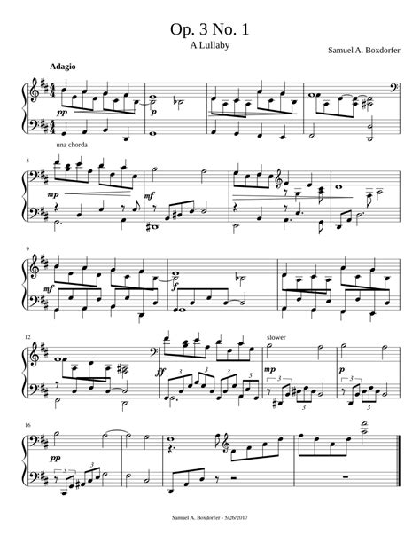 Lullaby No 1 Sheet Music For Piano Download Free In Pdf Or Midi