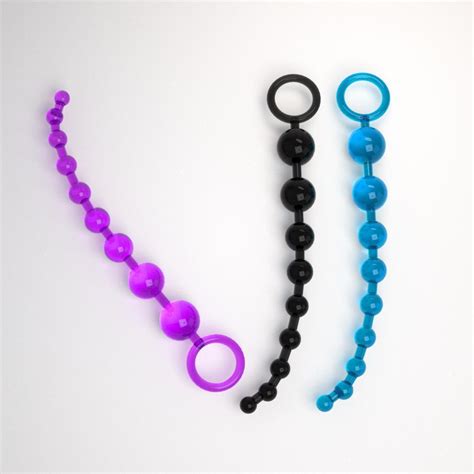 pull bead anal plug black purple blue