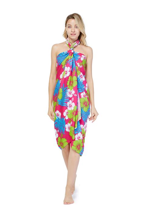 Hawaii Hangover Hawaii Sarong Dress Swim Cover Up Beach Wear In Hibiscus And Palm Walmart
