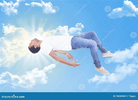 Interracial Man Ascending To Heaven Stock Image Image Of Away