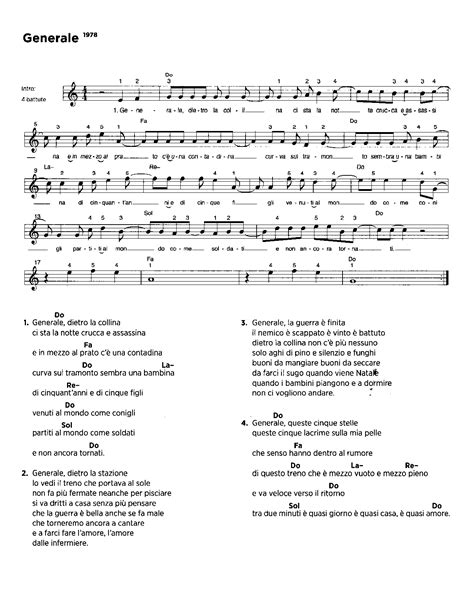 Generale Francesco De Gregori Sheet Music Easy Sheet Music