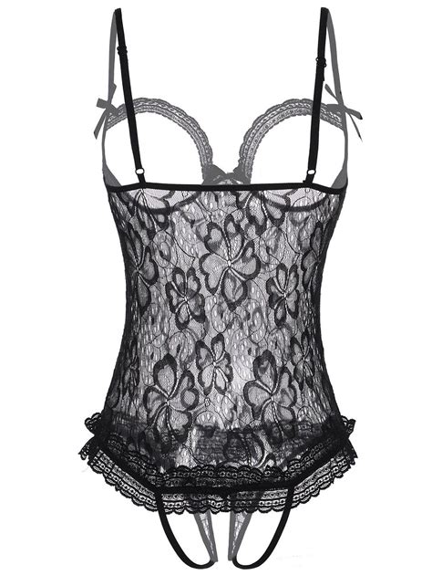 [23 off] 2020 crotchless open cup lace lingerie teddy in black dresslily