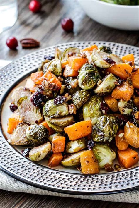 I loved the brussels sprouts just how they were, but the hubby wanted to try them with a little gorgonzola, and i tossed in some cranberries for fun, both of which were optionally brussel sprout with maple syrup and apple sounds one of the yummy combination. Roasted Maple Dijon Brussels Sprouts and Butternut Squash ...