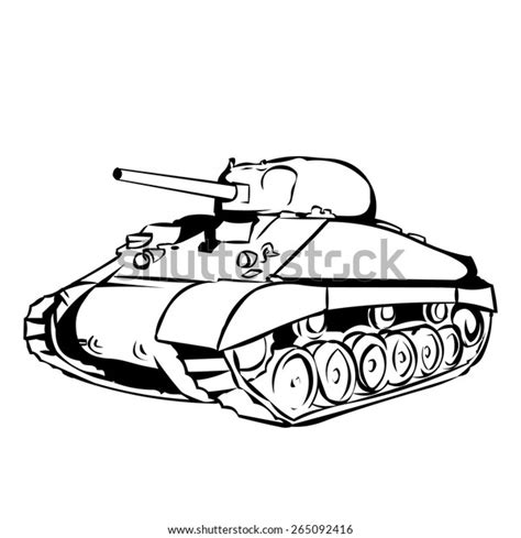 American Ww2 M4 Sherman Medium Tank Stock Vector Royalty Free 265092416