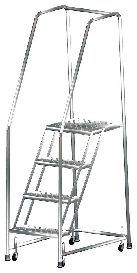 4 Step Rolling Ladder Perforated Step Tread 73 In Overall Height 450