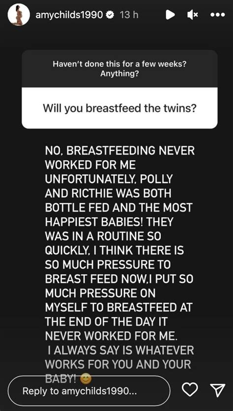 Amy Childs Explains Why She Wont Be Breastfeeding As She Hits Back At