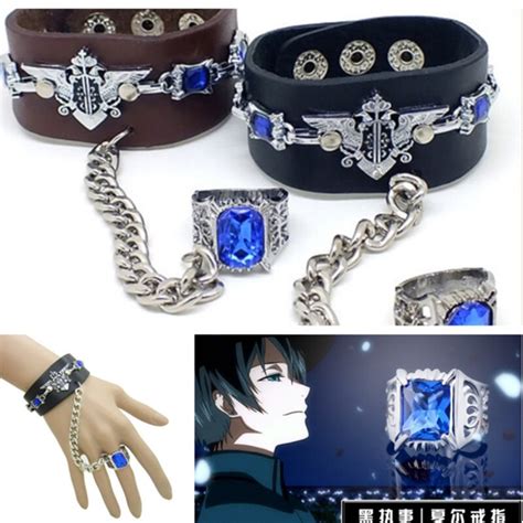 Kuroshitsuji Black Butler Jewellery Bracelets Charms Anime Men Leather