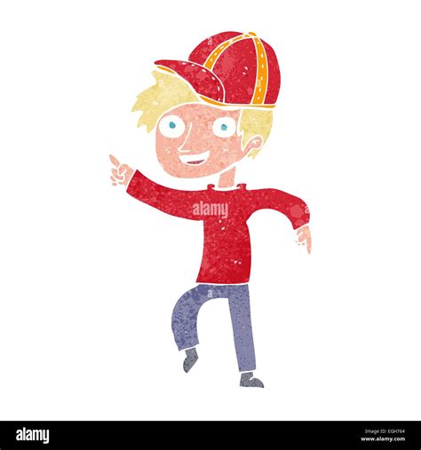 Cartoon Boy Wearing Cap Pointing Stock Vector Image And Art Alamy