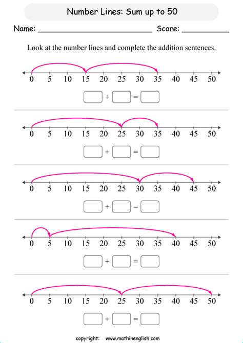 Number Line Addition Worksheets Grade 1