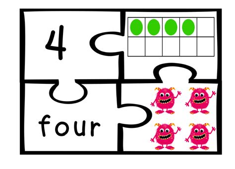 Number 4 clipart number puzzle, Number 4 number puzzle 