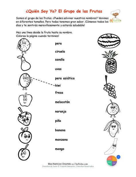 Imprimible Empareja Los Nombres De Las Frutas Y Colorea Las Frutas
