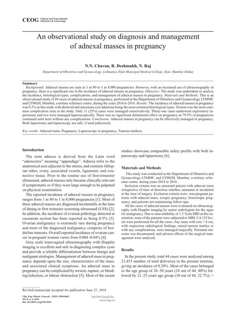 PDF An Observational Study On Diagnosis And Management Of Adnexal
