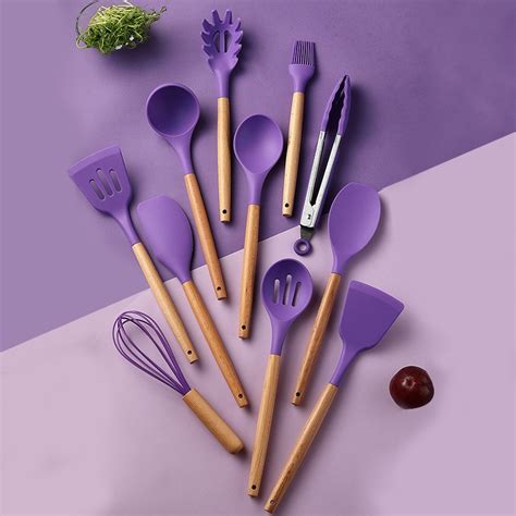 Wooden handles gray kitchen gadgets tools set for nonstick cookware (bpa free) 4.5 out of 5 stars. 12Pcs Silicone Cookware Modern Non Stick Wok Soup Cook ...