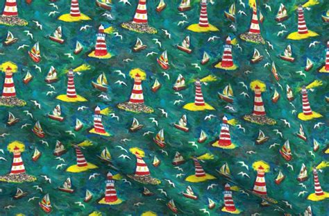Nautical Fabric Lighthouses By Colour Angel By Kv Ocean Etsy
