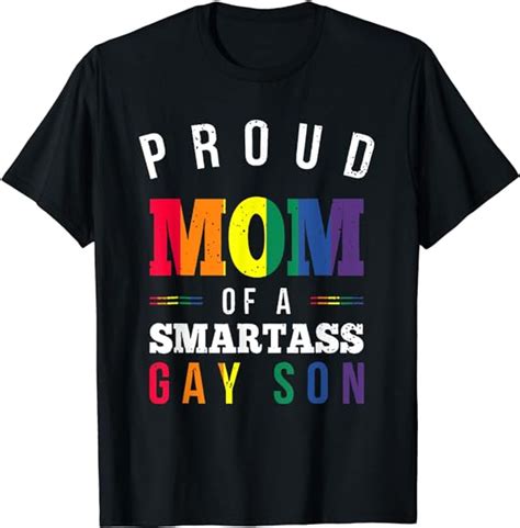Proud Mom Of A Gay Son Lgbt Pride Month Lgbt Mom Proud Love T Shirt Amazon Co Uk Clothing