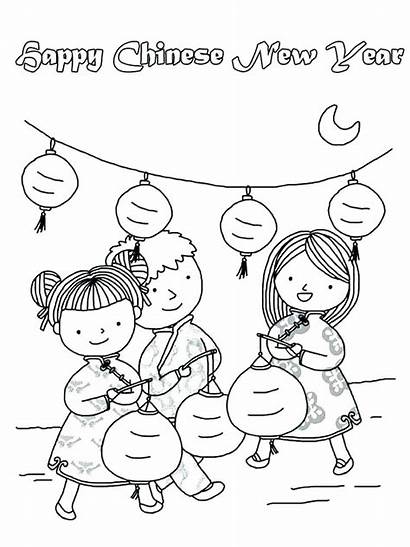 Coloring Chinese Pages Happy Lunar Printable Lanterns
