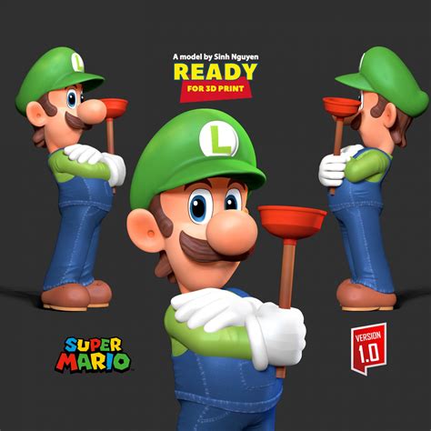 Luigi The Super Mario Bros 3d Print Model In Monsters Creatures