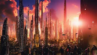 Futuristic 4k Concept Cyberpunk Fiction Science Buildings