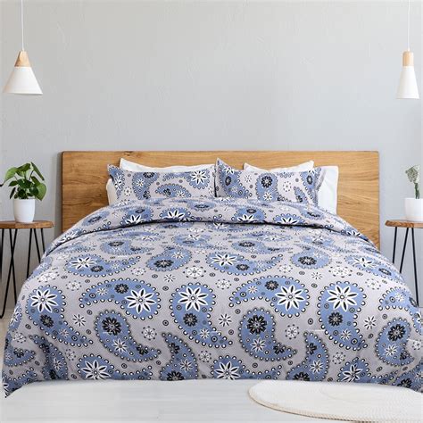 Piccocasa Pc Paisley King Comforter And Sham Set Polyester Blue