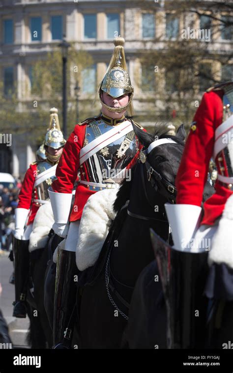 London Uk 20th April 2016 Members Of The Household Cavalry Pass
