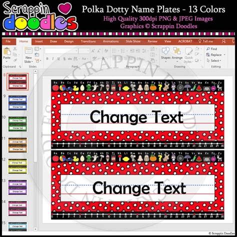 Polka Dotty Editable Desk Name Plates Name Plate Desk Name Plates Names