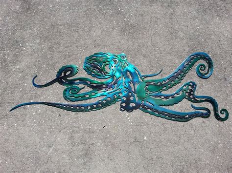 Aluminum Octopus Metal Sea Life Wall Art Non Rust And Non Fade Tropical