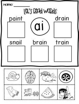 Ai Sound Worksheets Ai Digraph No Prep By Buzzwithbee Tpt