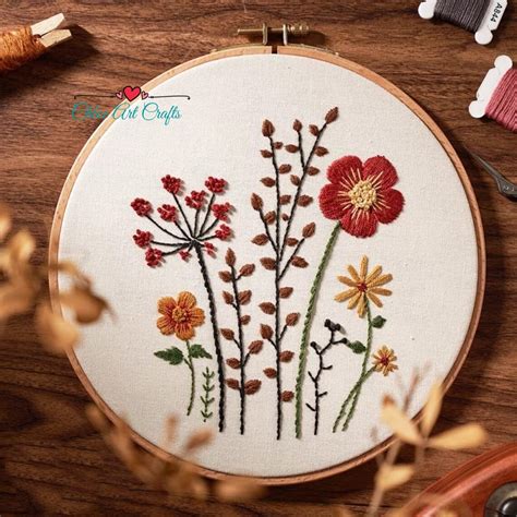 Embroidery Kit For Beginner Modern Flower Embroidery Kit Etsy