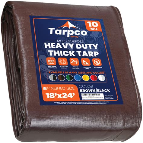Tarpco Safety 18 X 24 Brown Black Heavy Duty Weatherproof 10 Mil