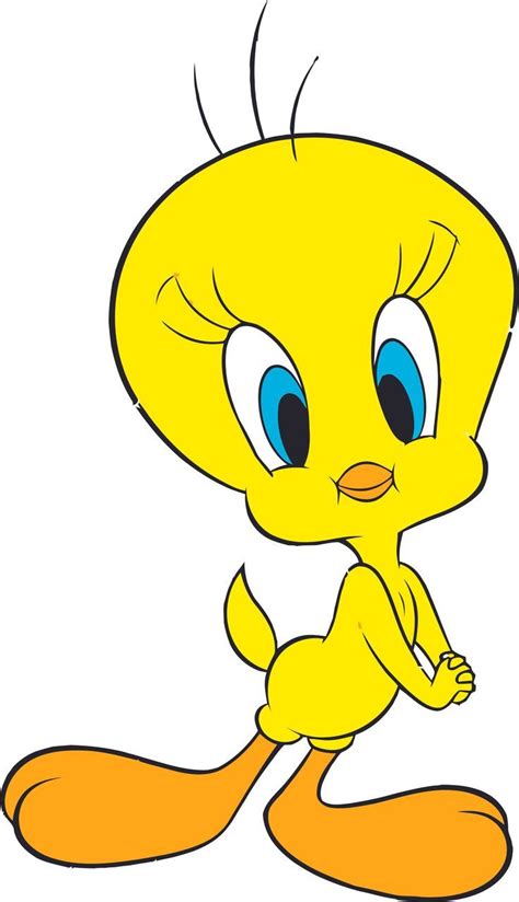A Cartoon Yellow Bird With Blue Eyes Sitting On Its Legs And Looking At