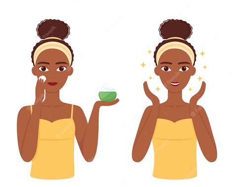 Premium Vector Young Dark Skinned Woman Care Her Skin Face Facial