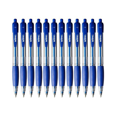 Winc Retractable Ballpoint Pen Medium 10mm Blue Box 12 Winc